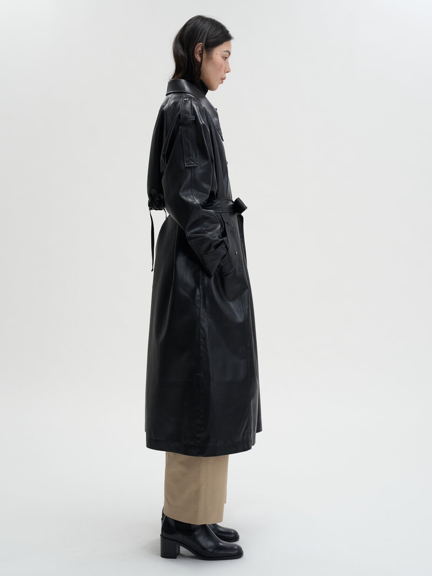 【MAGJAY 2025AW】Mod Leather Trench Coat - Gray