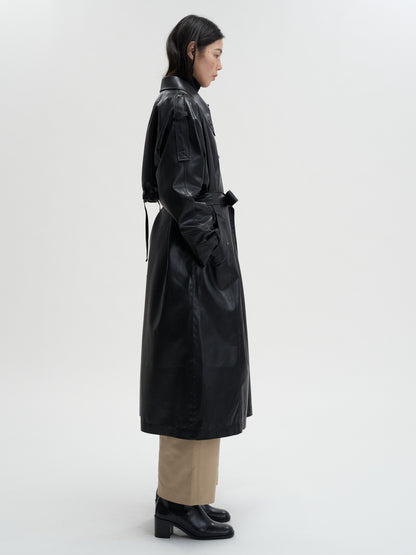 [MAGJAY 2025AW] Mod Leather Trench Coat - Gray