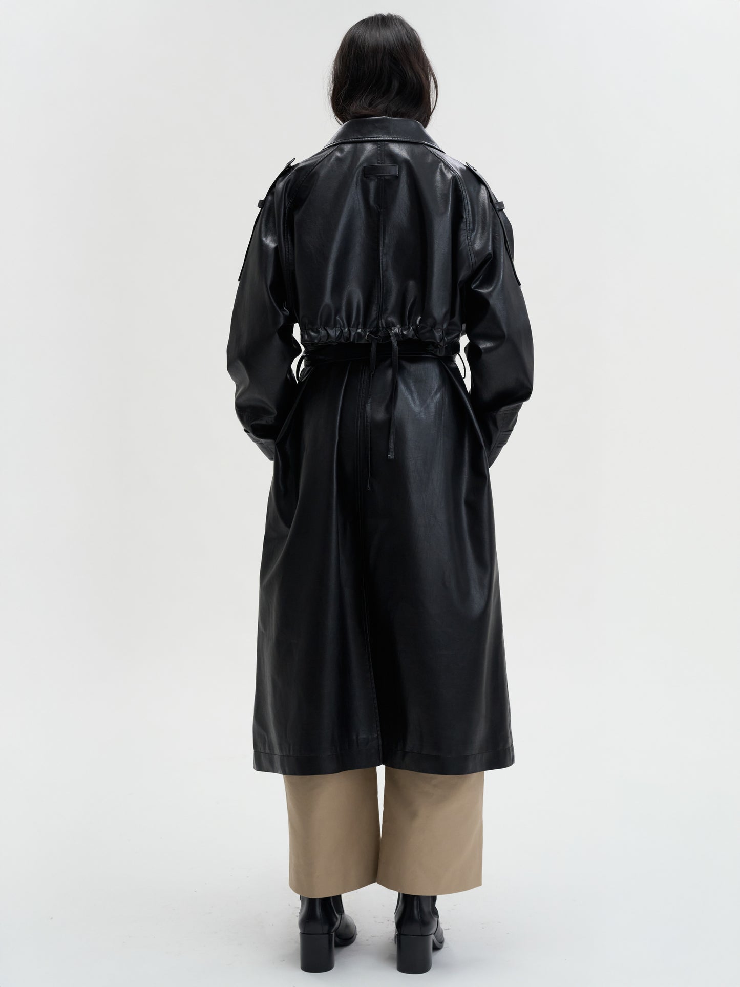 【MAGJAY 2025AW】Mod Leather Trench Coat - Gray