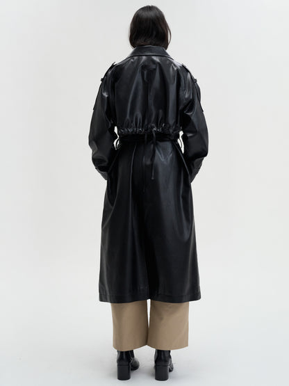 [MAGJAY 2025AW] Mod Leather Trench Coat - Gray