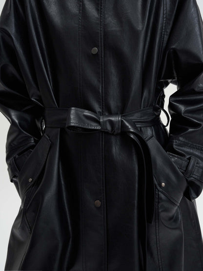 [MAGJAY 2025AW] Mod Leather Trench Coat - Gray