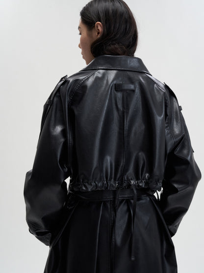 [MAGJAY 2025AW] Mod Leather Trench Coat - Gray