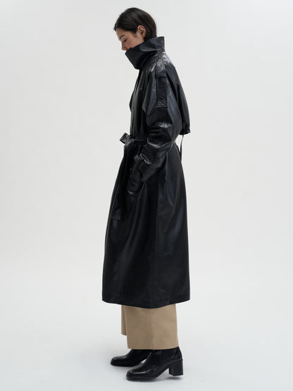 [MAGJAY 2025AW] Mod Leather Trench Coat - Gray