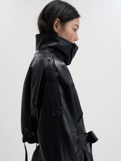 [MAGJAY 2025AW] Mod Leather Trench Coat - Gray