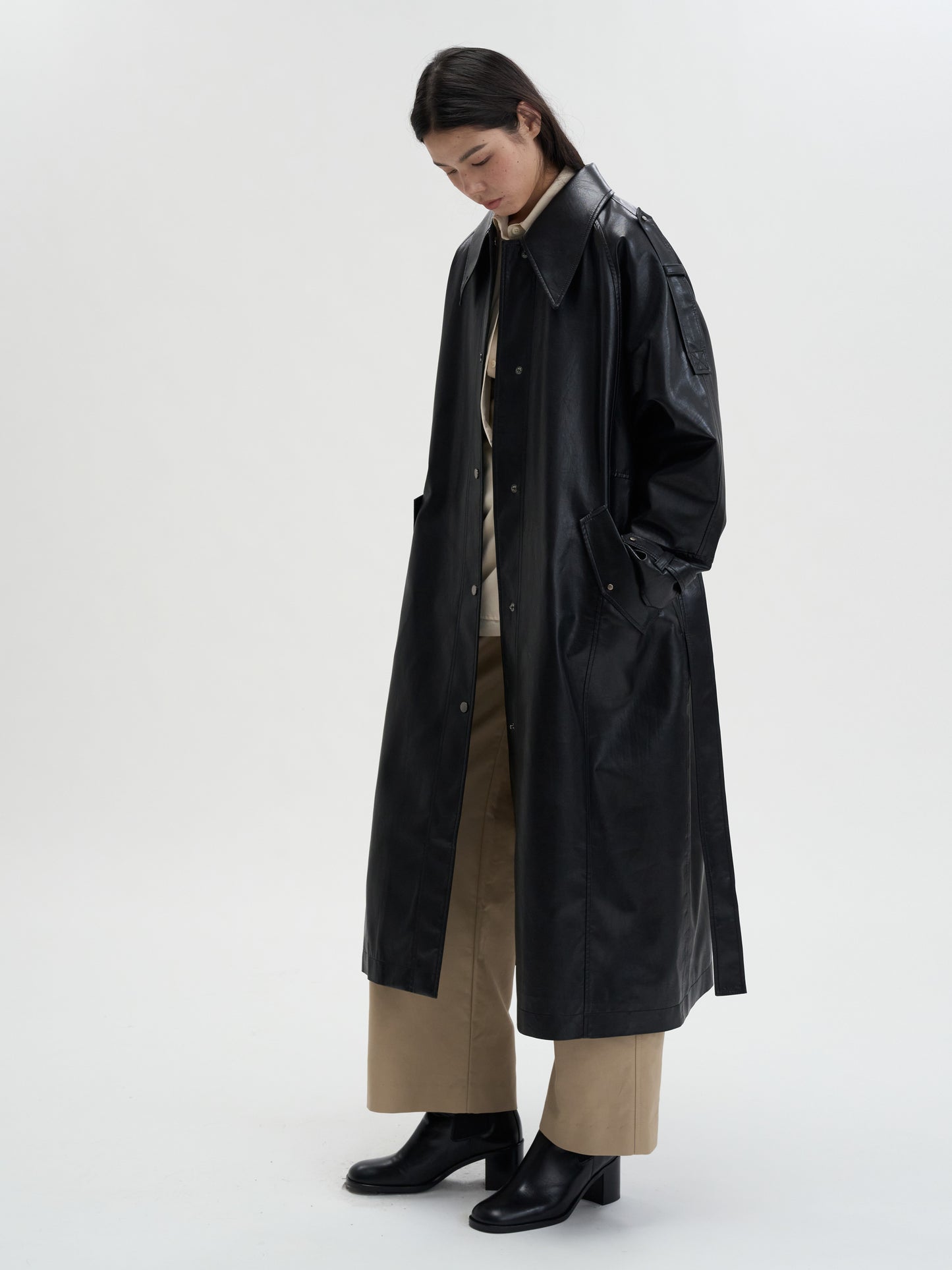 【MAGJAY 2025AW】Mod Leather Trench Coat - Gray
