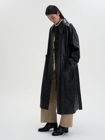 [MAGJAY 2025AW] Mod Leather Trench Coat - Gray