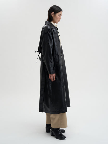 [MAGJAY 2025AW] Mod Leather Trench Coat - Gray