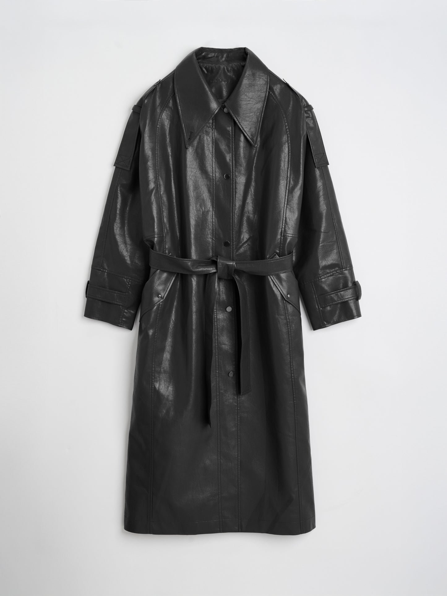 【MAGJAY 2025AW】Mod Leather Trench Coat - Gray