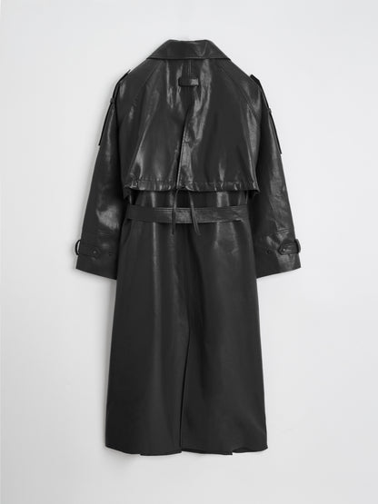 [MAGJAY 2025AW] Mod Leather Trench Coat - Gray