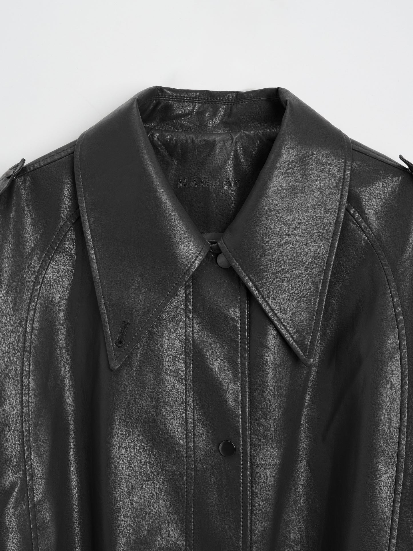 【MAGJAY 2025AW】Mod Leather Trench Coat - Gray