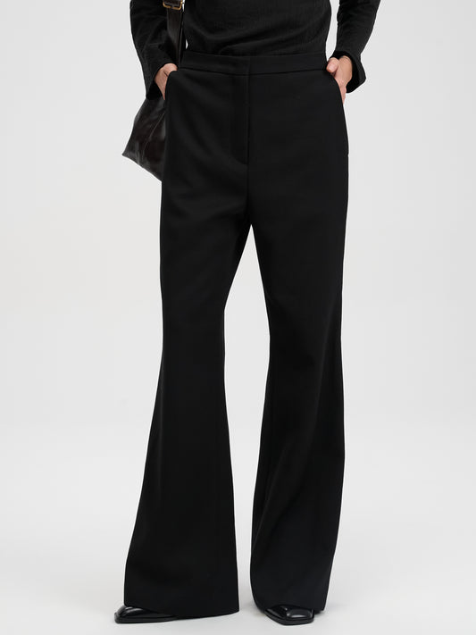 【MAGJAY 2025AW】Wool Touch Flare Slacks - Black