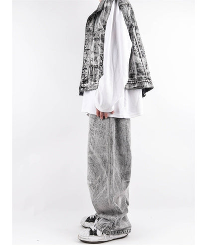 Grill-Washed Denim Vest Set Up