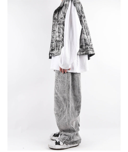 Grill-Washed Denim Vest Set-Up