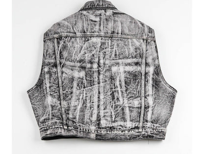 Grill-Washed Denim Vest Set Up