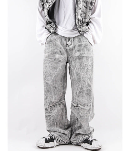 Grill-Washed Denim Vest Set Up