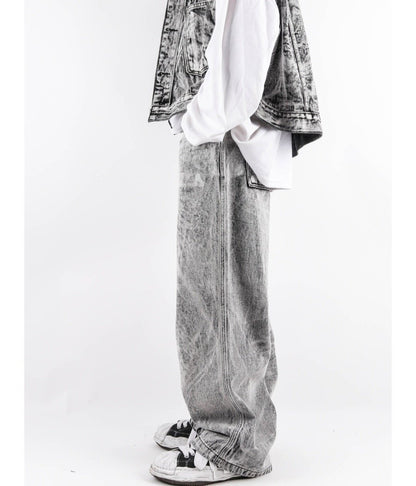 Grill-Washed Denim Vest Set Up