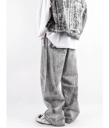 Grill-Washed Denim Vest Set Up