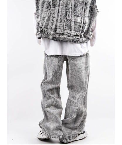 Grill-Washed Denim Vest Set Up