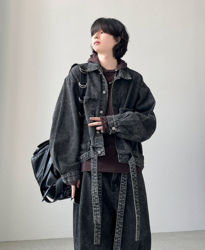 Belted Denim Set-Up – Black / Blue