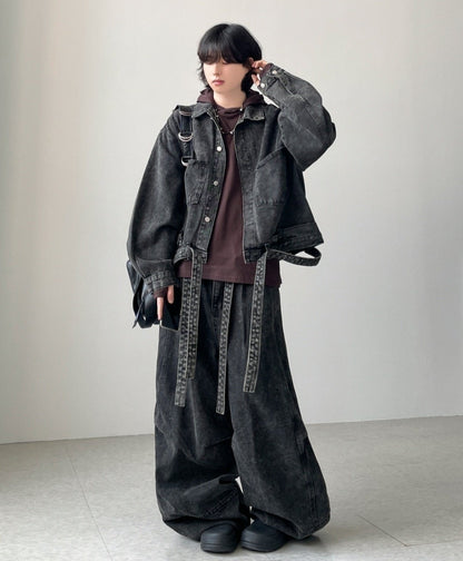 Belted Denim Set-Up – Black / Blue