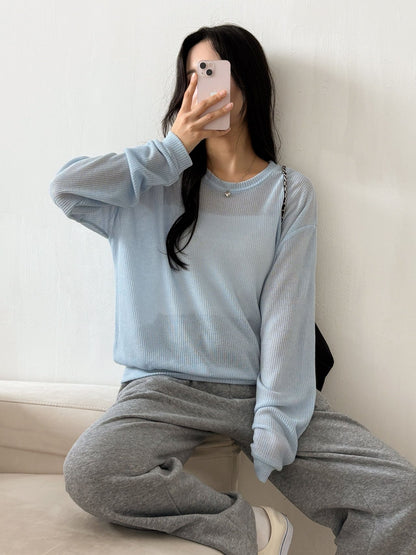 Mesh Thin Crop Summer Knit