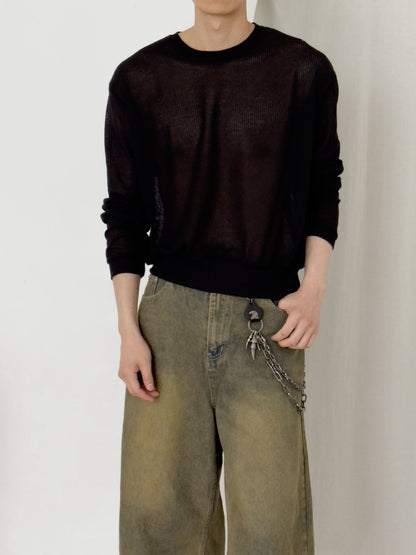 Mesh Thin Crop Summer Knit