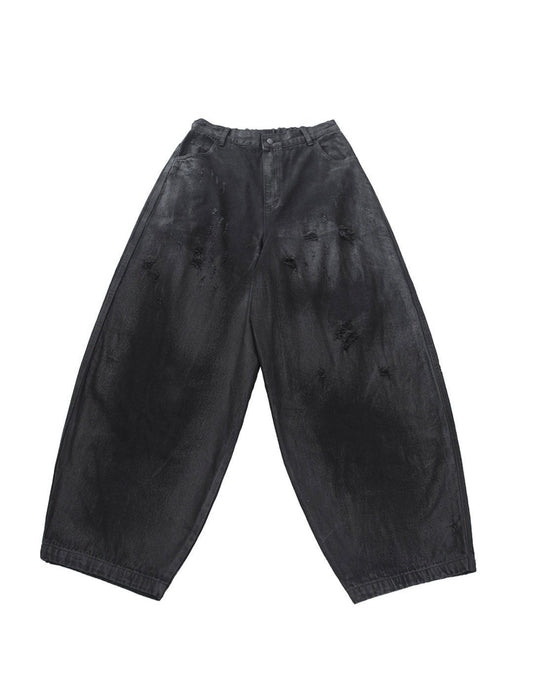 Waxed Denim Oversized Jacket – Black