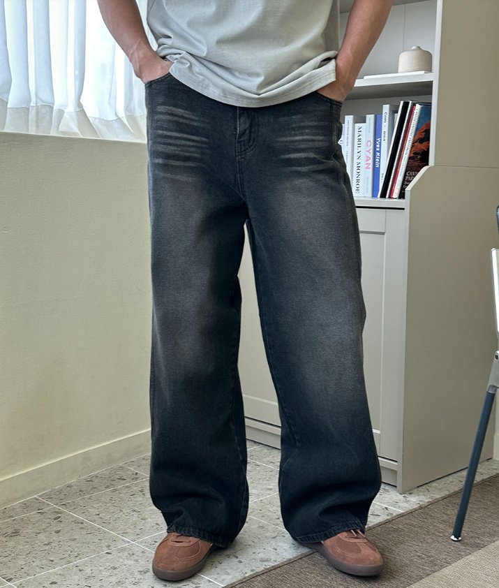 Shutter Slit Wide Denim Pants