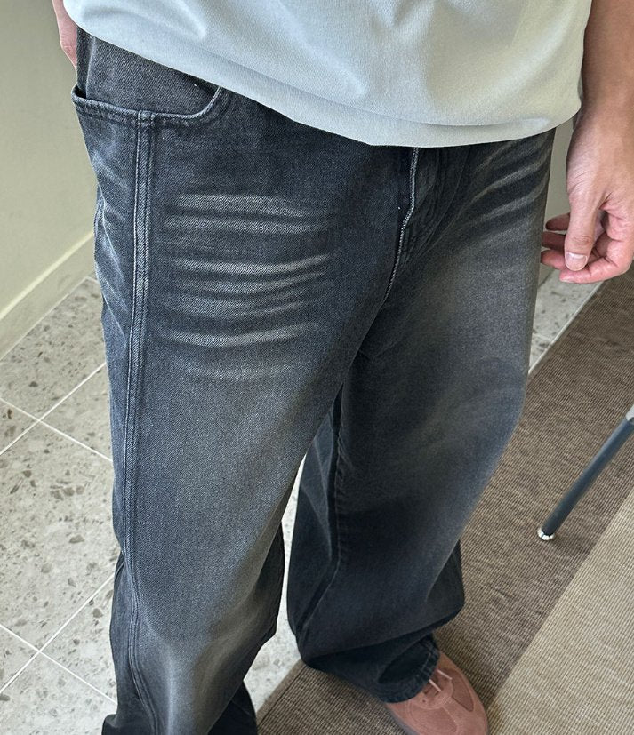 Shutter Slit Wide Denim Pants