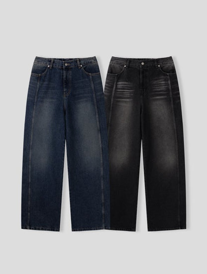 Shutter Slit Wide Denim Pants