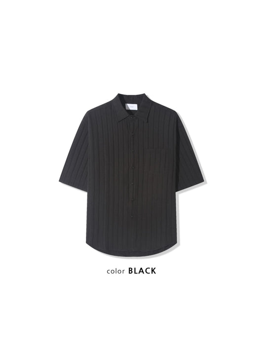 LOELA Pleated Shirt & Shorts Set – Black / Ivory