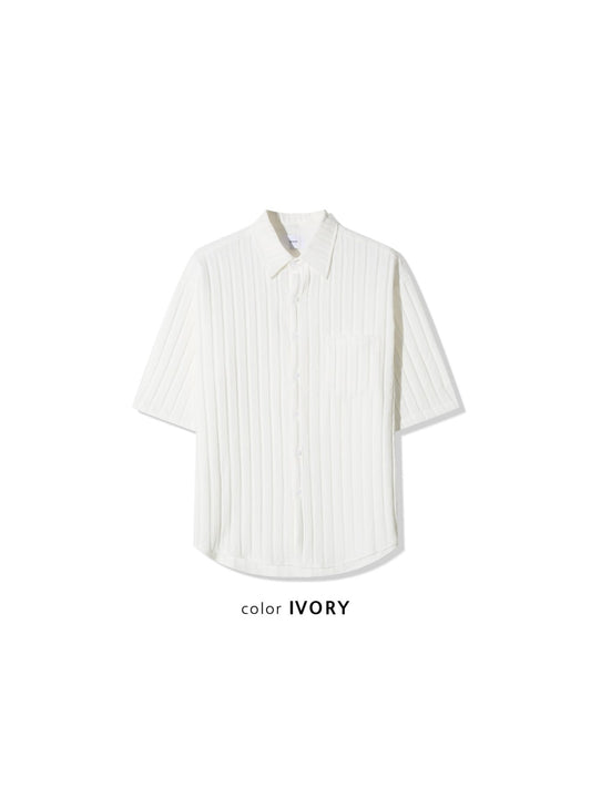 LOELA Pleated Shirt & Shorts Set – Black / Ivory