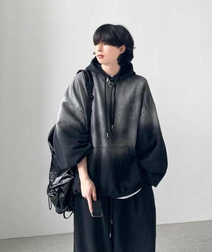 Burning Gradient Hoodie Set Up – Black