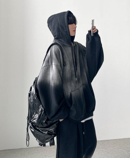 Burning Gradient Hoodie Set Up – Black