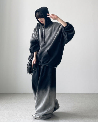 Burning Gradient Hoodie Set Up – Black
