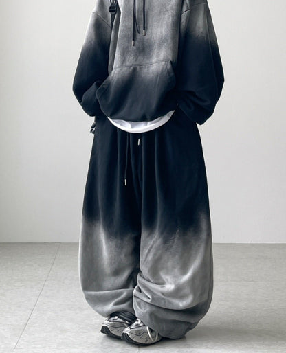 Burning Gradient Hoodie Set Up – Black