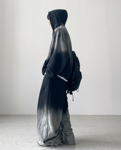 Burning Gradient Hoodie Set Up – Black