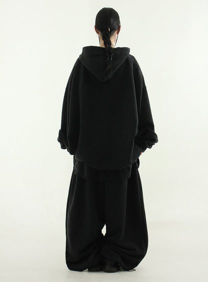Snow-Washed Zip-Up Set Up – Black