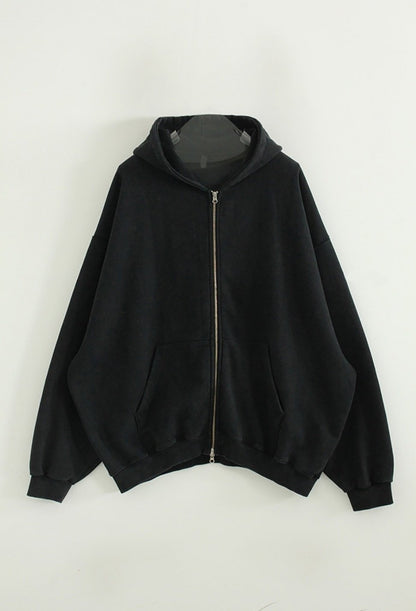Snow-Washed Zip-Up Set Up – Black