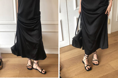 【REPELLER 2025SS】Satin Pleated Dress