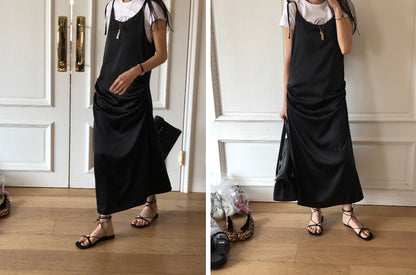 【REPELLER 2025SS】Satin Pleated Dress