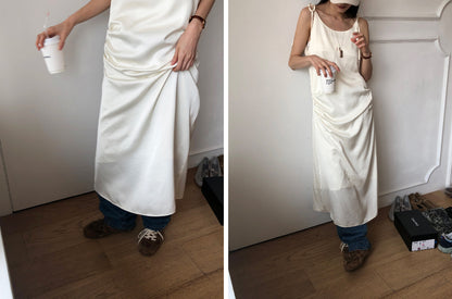【REPELLER 2025SS】Satin Pleated Dress