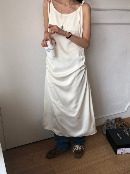 【REPELLER 2025SS】Satin Pleated Dress