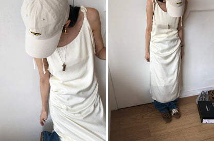 【REPELLER 2025SS】Satin Pleated Dress