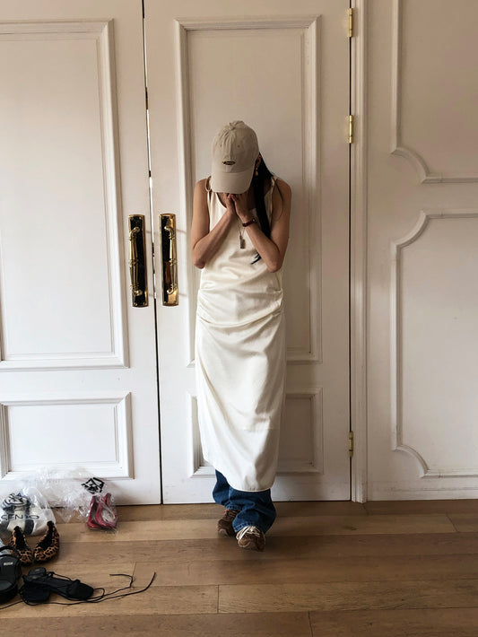 【REPELLER 2025SS】Satin Pleated Dress