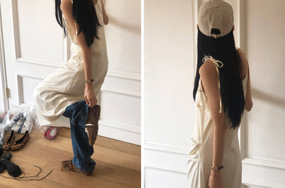 【REPELLER 2025SS】Satin Pleated Dress