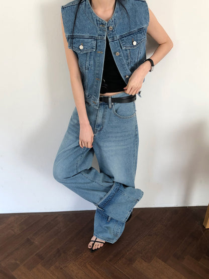 [REPELLER 2025SS] Pocket Wide Denim Pants