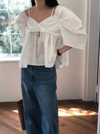 【REPELLER 2025SS】Puff Pleated Blouse