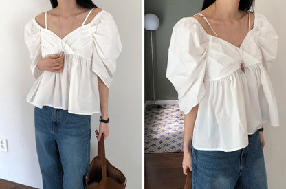 【REPELLER 2025SS】Puff Pleated Blouse