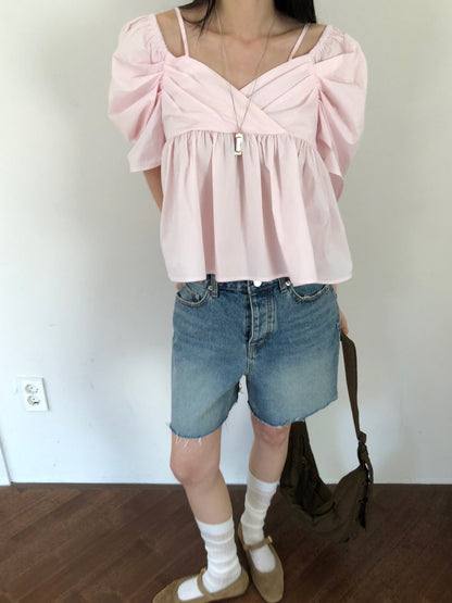 【REPELLER 2025SS】Puff Pleated Blouse